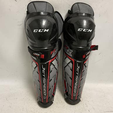 Used CCM JETSPEED FT370 Senior Shin Guards Black And Red 16" 11855-S000194257