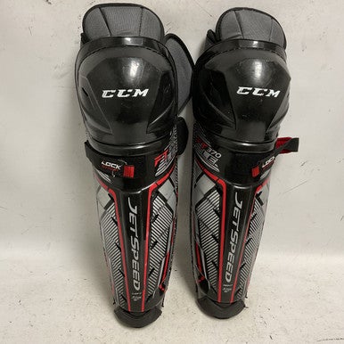 Used CCM JETSPEED FT370 Senior Shin Guards Black And Red 16" 11855-S000194257