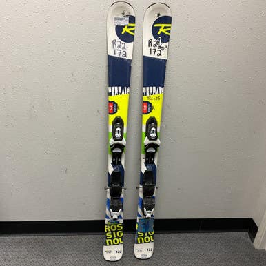 Used Rossignol TERRAIN Boys DH Ski/Binding Navy Blue And Yellow 122 cm 11855-S000194213