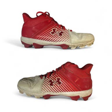 Used Under Armour LEAD OFF BB/SB Cleats Cardinal And White Senior 6 11873-S000194680