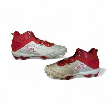 Used Under Armour Adult FB Cleats Red And White Senior 6 11873-S000223415