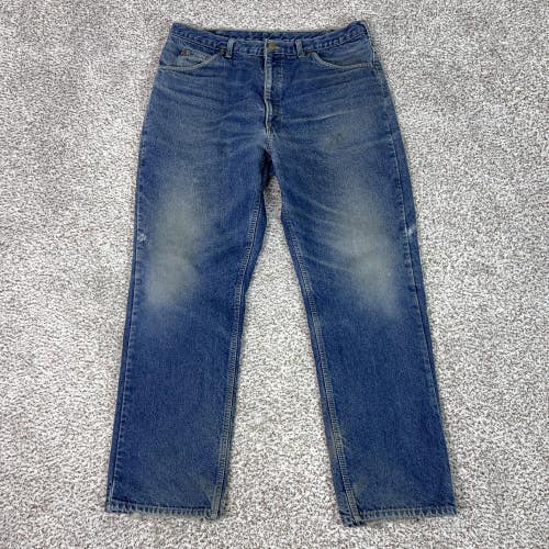 Vintage OshKosh Bgosh Jeans Mens 38x32 Blue Flannel Lined Plaid Straight Leg USA