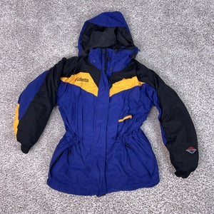 Vintage Columbia Jacket Womens Large Blue Black Omni-Tech Waterproof Hooded 90s