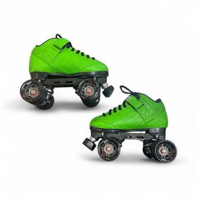 Used RollerDerby ELITE STOMP 5 Junior Roller Quad Skates Green Junior 04 11873-S000215912