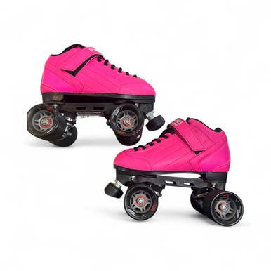 Used RollerDerby ELITE STOMP 5 Junior Roller Quad Skates Pink Junior 04 11873-S000215913