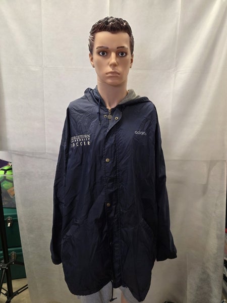 Vintage Team Issue Georgetown Hoyas Adidas Full Zip Hooded Soccer Jacket XL NCAA