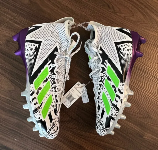 adidas Men’s Size 12 Freak 23 Mismatch Football Cleats Black/White/Green GW1750