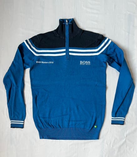 Hugo Boss Quarter Zip cotton Sweater BMW Masters 2012 Blue Black Size S unisex