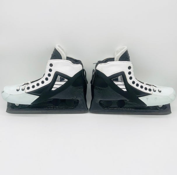 Custom White & Black True Custom Pro Goalie Skates-10 D/A-Shift DLC Black Steel