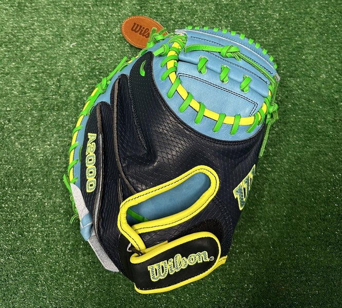 Wilson A2000 PF33 33" Baseball Catchers Mitt Pedroia Fit - Navy Sky Blue
