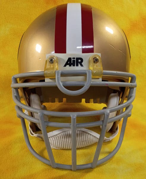 Throw back San Francisco 49ers Custom fullsize Schutt Air football helmet  med | SidelineSwap | Buy and Sell on SidelineSwap