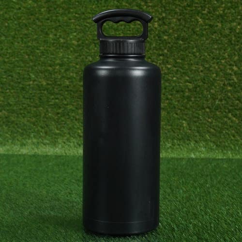 FIFTY/FIFITY INSULATED WATER BOTTLE WIDE MOUTH 3 FINGER GRIP, BLACK 1.9L 64OZ