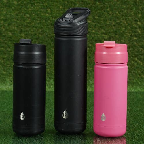 3 TAL RANGER COFFEE TRAVEL MUGS, BLACK / PINK, 26 OZ / 18 OZ