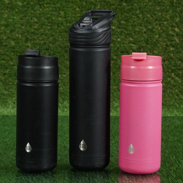 3 TAL RANGER COFFEE TRAVEL MUGS, BLACK / PINK, 26 OZ / 18 OZ