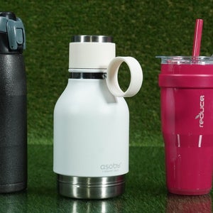 LOT OF 3 WATER BOTTLES ASOBU / REDUCE GRANITE/WHITE/PINK, 33/24 OZ
