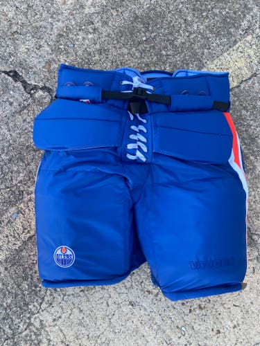 Vaughn Pro Stock Goalie Pants Large Oilers Royal Blue 8396