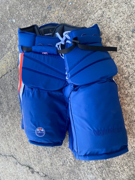 Vaughn Pro Stock Goalie Pants Large Oilers Royal Blue 7945