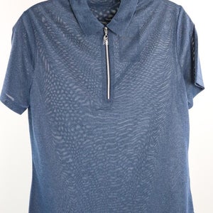 Callaway Women's 1/4 Zip Opti Dri Golf Polo Shirt Heather Blue Short Sleeve Sz M