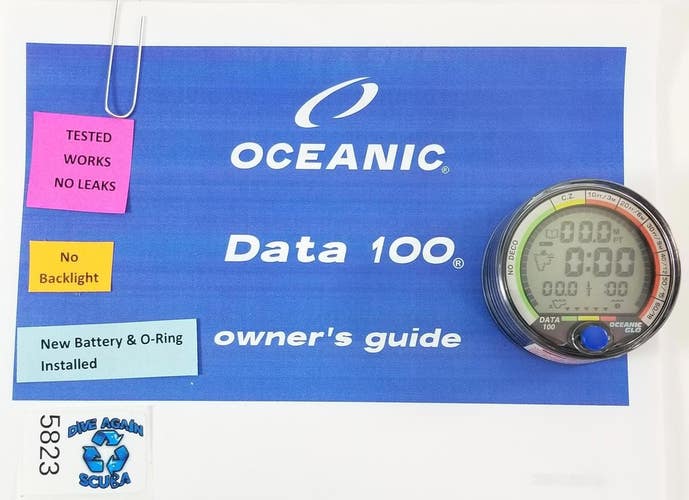 Oceanic Data 100 Puck Scuba Dive Computer Module + Manual     #5823