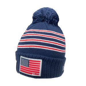 NEW 2025 Men's New Era USA Ryder Cup Navy/Red/White Winter Pom Beanie/Hat