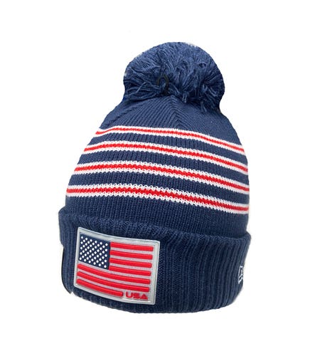 NEW 2025 Men's New Era USA Ryder Cup Navy/Red/White Winter Pom Beanie/Hat