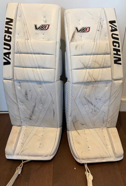 32+2 Vaughn VX1 Pro Carbon Goalie Leg Pads - White (Used)