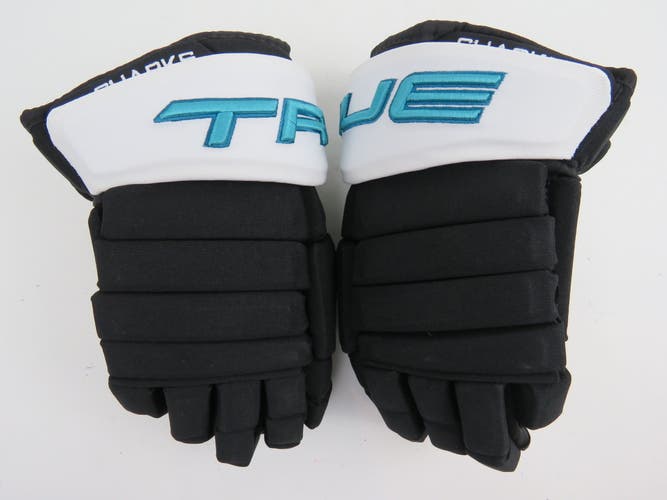 New TRUE NHL Pro Stock San Jose Sharks Hockey Gloves Senior Size 14" Black
