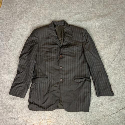 Vintage Canali Mens Sports Coat 50R Black Jacket Blazer Wool Italy Super 120s