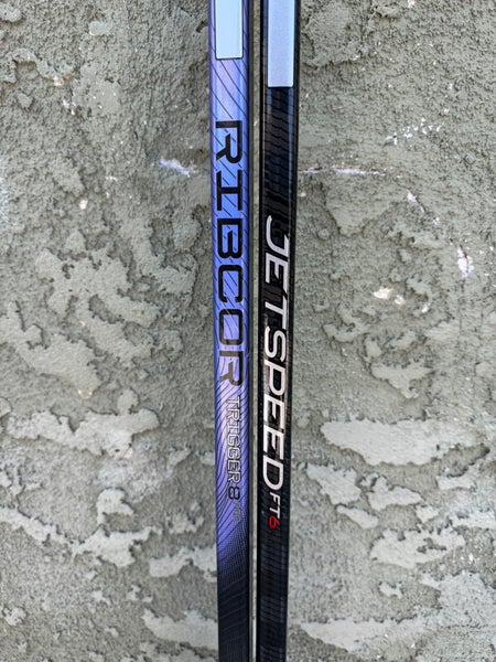 Senior CCM RibCor Trigger and P28 85 Flex CCM jetspeed ft6 p88 75 flex right handed hockey stick