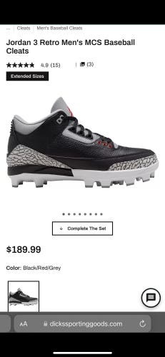 Nike Jordan 3 Retro MCS Baseball/Softball Molded Cleats