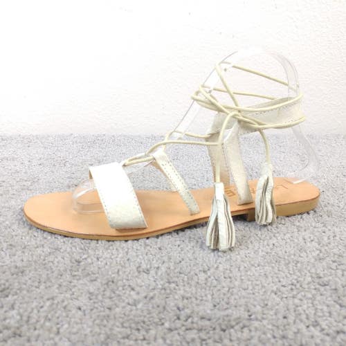 L SPACE by COCOBELLE Womens Size 8.5 Sandals Ankle Wrap White Leather