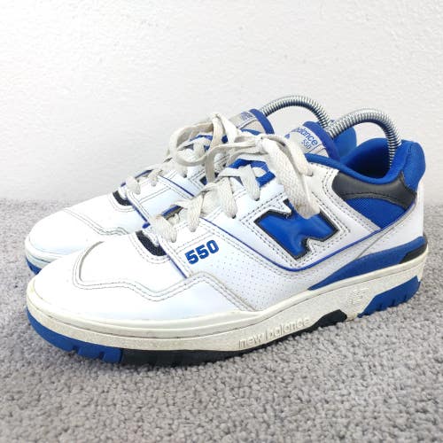 New Balance 550 Mens Size 7 Shoes Low Top White Blue Leather Lace Up Athletic