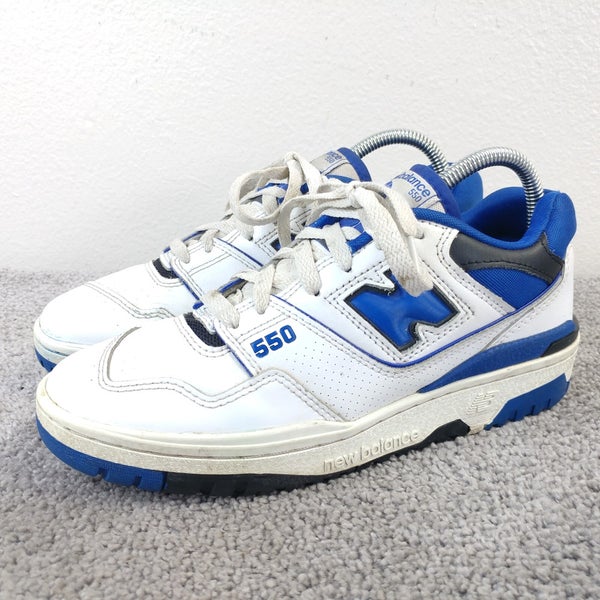 New Balance 550 Mens Size 7 Shoes Low Top White Blue Leather Lace Up Athletic