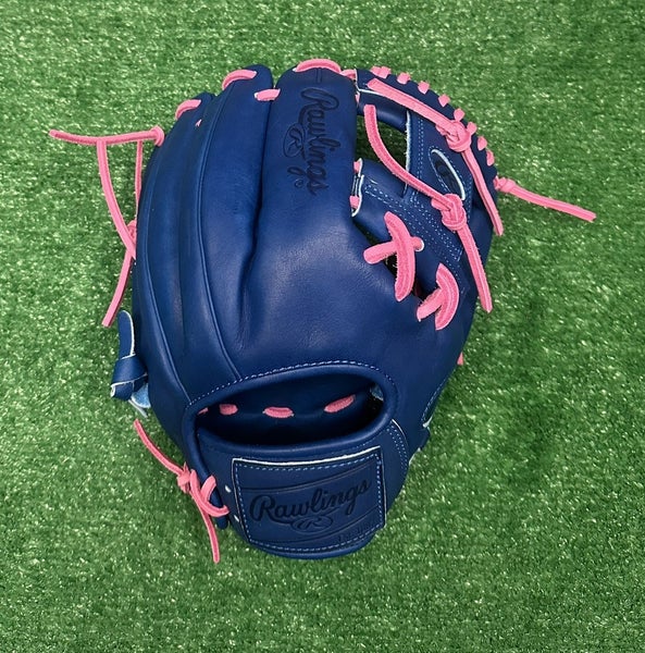 Rawlings Heart of the Hide Custom 11.5" Infield Baseball Glove - Blue Pink