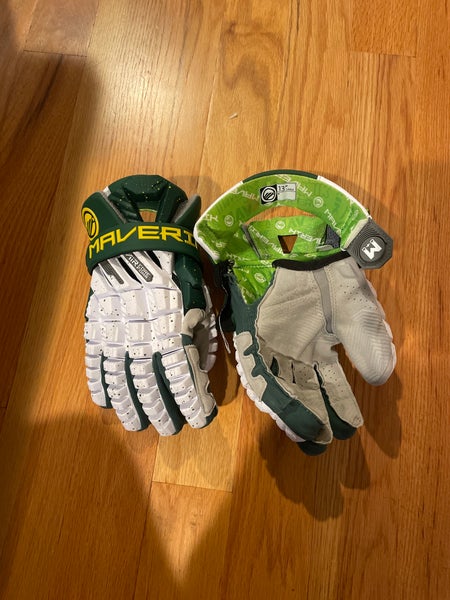 Used once - busted palm. Custom Redwoods - Maverik Max Lacrosse Gloves 13" (Used)