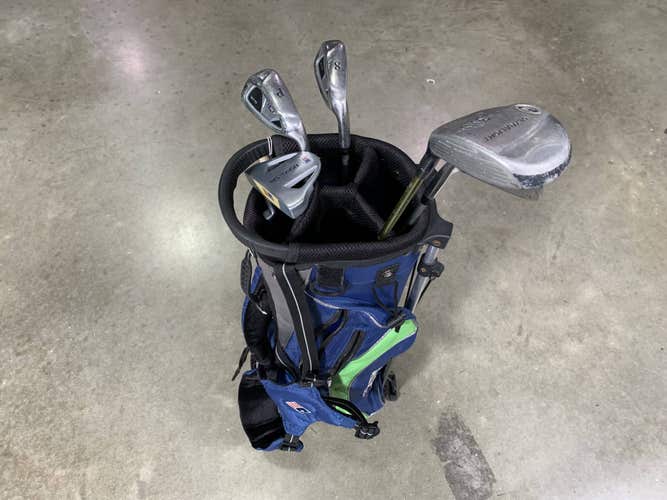 U.S. Kids WT-15 Club Set 3W 6i & 8i PW Putter 57" Green Junior RH +Bag Dent