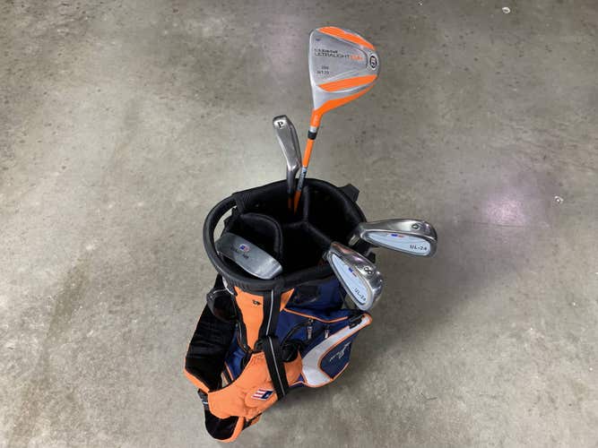 US Kids UL-24 Club Set Driver 6 & 8 PW Putter KidPower 51-35 Junior LH +Bag