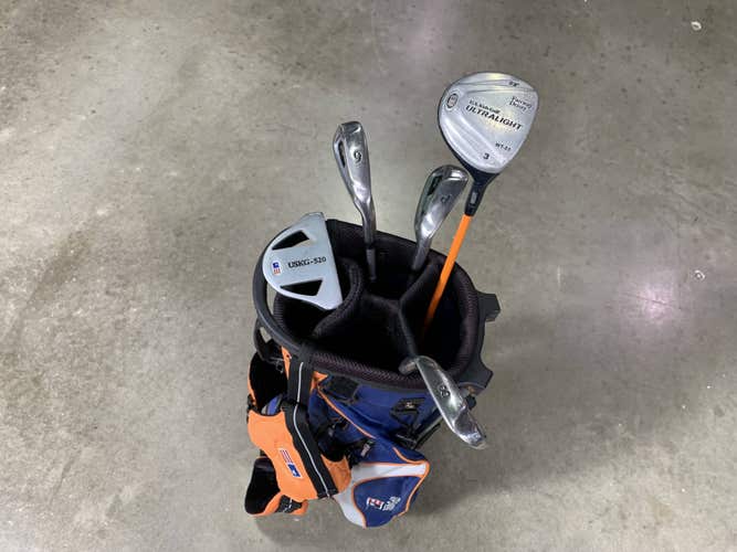 U.S. Kids WT-20 Club Set 3W 6 & 8 PW Putter Ultralight 51" Orange Junior RH +Bag