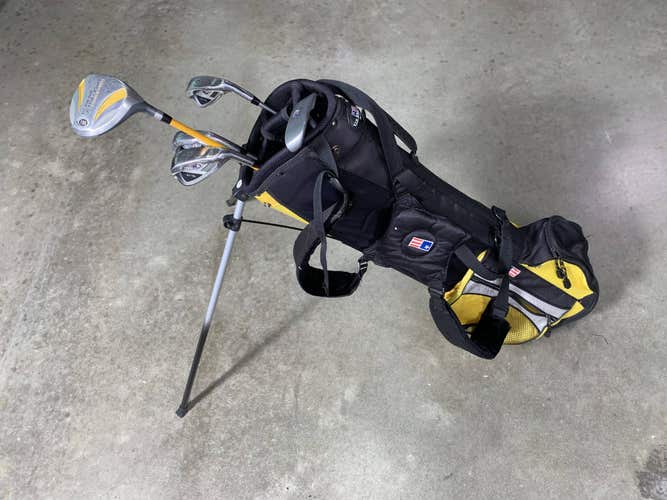 U.S. Kids Ultralight WT-10u Club Set 3W 6&8 PW Putter 63" Yellow Junior RH +Bag