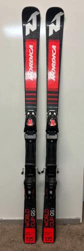 Nordica Dobermann World Cup GSj 135cm 102-65-87 Skis Marker Race 10 Bindings