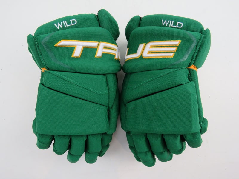 New TRUE NHL Pro Stock Minnesota Wild Retro Hockey Gloves Senior Size 13" North Stars