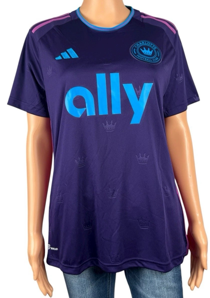 Adidas Charlotte FC MLS Ally Soccer Jersey Womens Size Medium Purple Shirt New