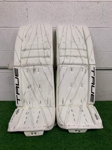White 33" Senior True Catalyst PX5 Goalie Leg Pads Pro Stock (Used) (READ DESCRIPTION)