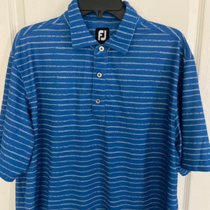 Footjoy Men’s Golf Shirt chalk line print Blue Large EUC