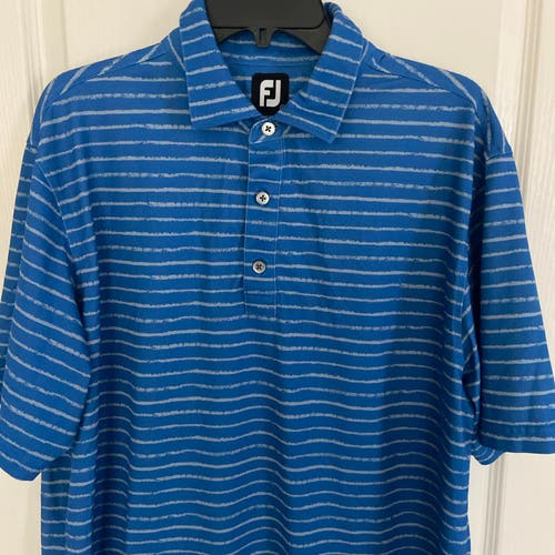 Footjoy Men’s Golf Shirt chalk line print Blue Large EUC
