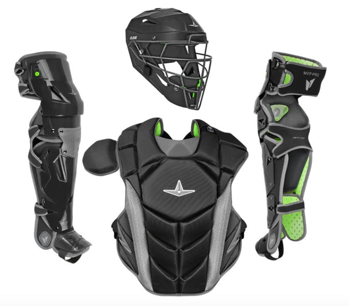 All Star MVP Pro Series Intermediate 13-15 Baseball Catchers Gear Set Black Grey
