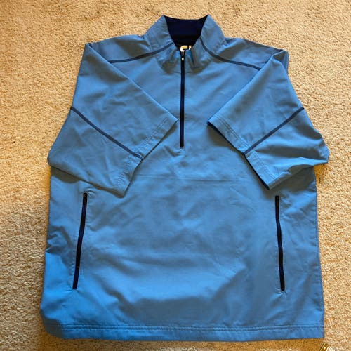 FootJoy Golf Pullover Mens Large Blue Short Sleeve 1/2 Zip Windbreaker Jacket