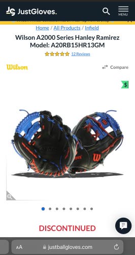 Wilson A2000 Pro-Stock Hanley Ramirez Game Spec Glove Rare HTF