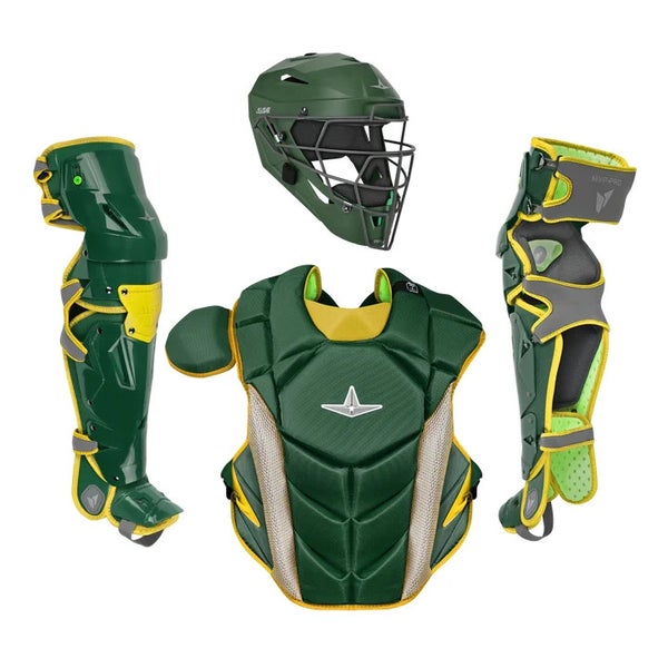 All Star MVP Pro Series Intermediate 13-15 Baseball Catchers Gear Set Green Gold
