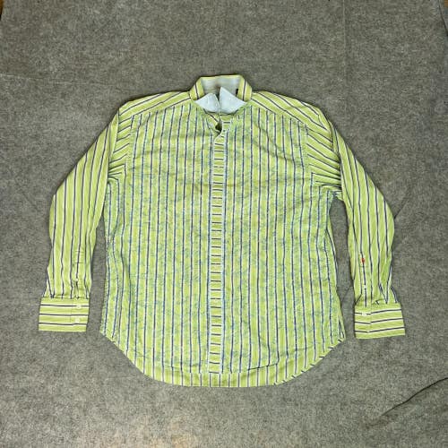 Robert Graham Mens Shirt 2XL XXL Green Blue Embroidered Flip Cuff Office Preppy